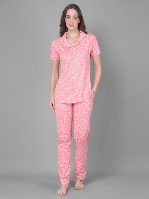 Dollar Missy Women Printed Pink Shirt & Pyjama set