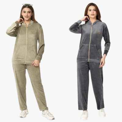 US Trendz Women Solid Brown, Grey Night Suit Set