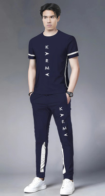 TRIPR Men Printed Blue, Grey Night Suit Set