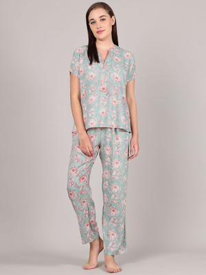 DRESS CRAFT Women Printed Light Green Top & Pyjama Set