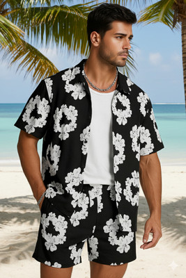 GLORI STAR Men Printed Multicolor Night Suit Set