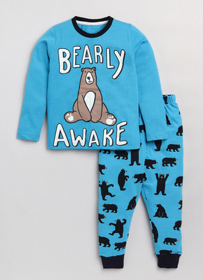 Yk Boys Printed Blue Night Suit Set