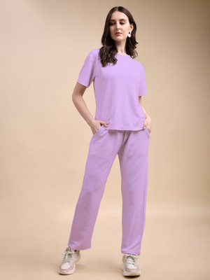 POOJARAN Women Solid Purple Top & Pyjama Set