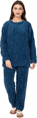 RG BY SS CLOTHING Women Self Design Blue Night Suit Set