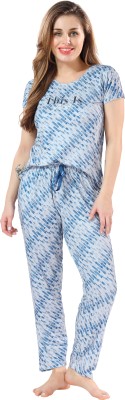 NIGHTVIEW Women Printed Blue Top & Pyjama Set