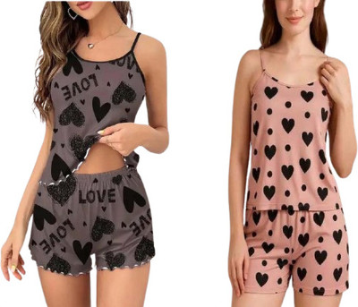 Vastly Women Printed Multicolor Top & Shorts Set