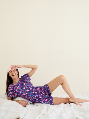 SWEET DREAMS Women Printed Purple Top & Shorts Set