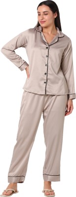 Smarty Pants Women Solid Brown Shirt & Pyjama set