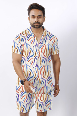 HouseOfCommon Men Printed Multicolor Night Suit Set