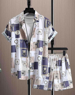 LEO ATTIRE Men Printed Multicolor Top & Shorts Set