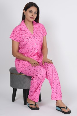 Divya Clothing Women Printed Pink Top & Pyjama Set