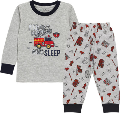 Luay Baby Boys & Baby Girls Printed Grey Night Suit Set