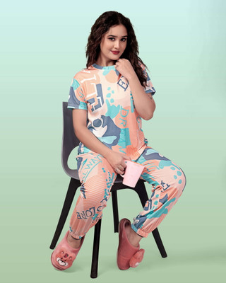 HouseOfCommon Women Printed Multicolor Top & Pyjama Set