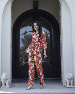 Sanskrutihomes Women Printed Multicolor Top & Pyjama Set
