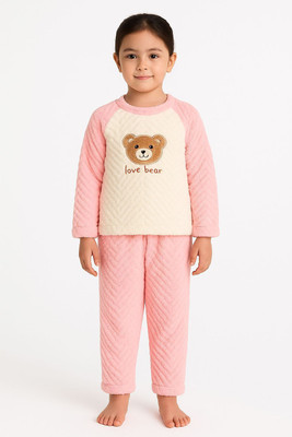 Ruhani Girls Characters, Solid Pink Top & Pyjama Set
