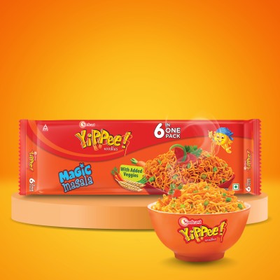 Sunfeast YiPPee! Magic Masala, Long, Non-Sticky Instant Noodles 6 in 1 Pack Instant Noodles Vegetarian(360 g)