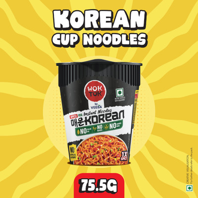 VEEBA Instant Noodles Spicy Korean (no Maida,No palm oil, No Added MSG) Instant Noodles Vegetarian(75.5 g)