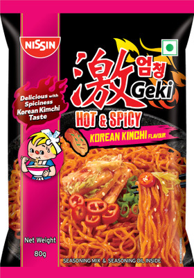 Nissin Hot & Spicy Korean Kimchi Flavoured Ramen Instant Noodles Vegetarian(80 g)