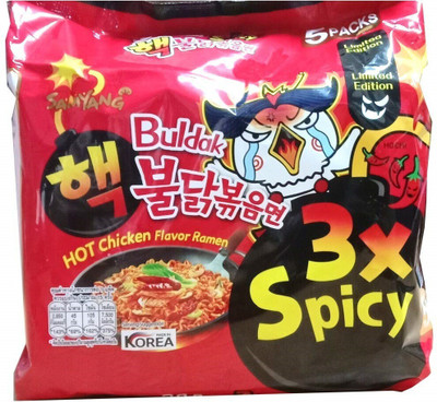 Samyang 3XSPICY Hot Chicken Ramen Flavour -5*140gm (Pack of 1) (Imported) Instant Noodles Non-vegetarian(700 g)