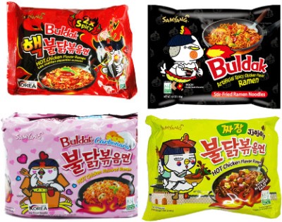 Samyang Buldak Ramen Noodles Combo Of 4 Flavours Instant Noodles Non-vegetarian(4 x 30 g)