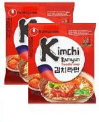 Nongshim Kimchi ramyun Noodle Soup-120 gm (Pack of 2) (Imported) Instant Noodles Vegetarian(2 x 120 g)