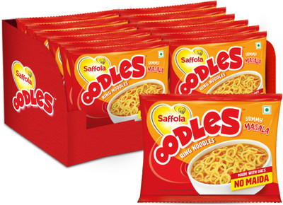 Saffola Oodles Yummy Masala No Maida Whole Grain Oats Instant Noodles Vegetarian(12 x 53 g)