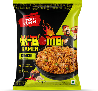 Too Yumm! K-BOMB Ramen Kimchi Instant Noodles Vegetarian No Palm Oil Instant Noodles Vegetarian(79 g)