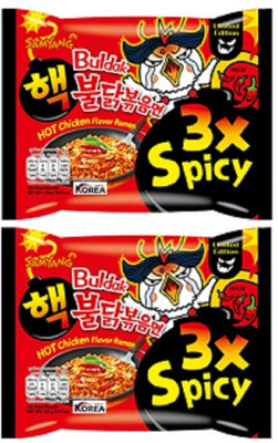 Samyang 3X Spicy Hot Chicken Flavour - 140gm*2Pack (Imported) Combo Instant Noodles Non-vegetarian(2 x 140 g)
