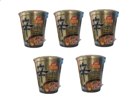 Nongshim Cup Noodles Soup Spicy Chicken 68Gms (Imported) (Pack of 5) Cup Noodles Non-vegetarian(5 x 14 g)