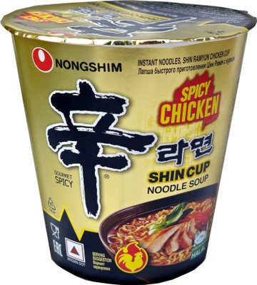 Nongshim Shin Cup Noodle Soup with Spicy Chicken Flavour 68g Instant Noodles Non-vegetarian(68 g)