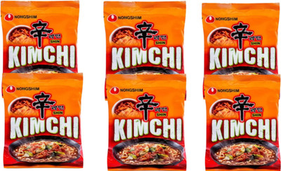 Nongshim Shim Ramyun Kimchi 720gm Pack of 6 Instant Noodles Vegetarian(6 x 120 g)