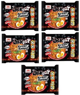 JACKPOT Korean Ramyun Instant Soup Noodles Spicy Taste (Pack of 5)|(Imported) Instant Noodles Non-vegetarian
