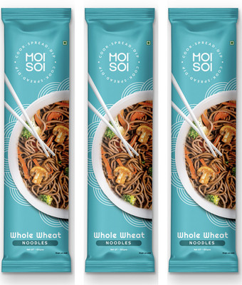 MOI SOI Whole Wheat Noodles Pack of 3|No Preservatives|Not Fried Hakka Noodles Vegetarian(3 x 150 g)
