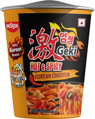 Nissin Hot & Spicy Korean Chicken Flavoured Ramen Cup Noodles Non-vegetarian(70 g)