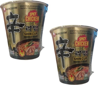 Nongshim Cup Noodles Soup Spicy Chicken 68Gms (Imported) (Pack of 2) Cup Noodles Non-vegetarian(2 x 35 g)