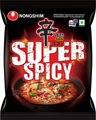 Nongshim Shin Red Super Spicy 120 gm Instant Noodles Vegetarian(120 g)