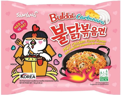 Samyang Buldak CARBONARA Hot Chicken Flavour Ramen Instant Noodles Non-vegetarian(130 g)