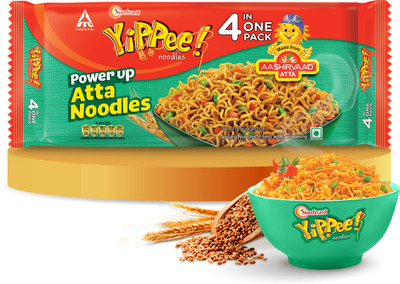 Sunfeast YiPPee! Power Up Atta Noodles Long, Non-Sticky, Instant Noodles 4 in 1 Pack Instant Noodles Vegetarian(280 g)