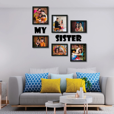 GadgetBajaar Wood Wall Photo Frame(Black, 6 Photo(s), 8X10)
