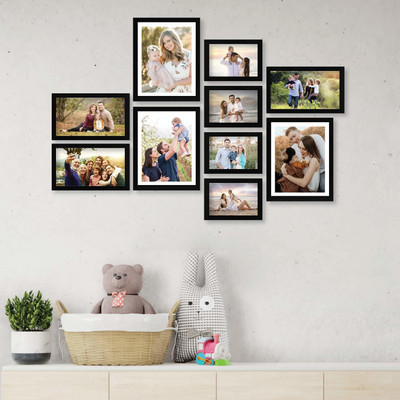 Stuthi Arts Glass Wall Photo Frame(Black, 10 Photo(s), Black 8x10-3M 6x10-3 5x7-4)