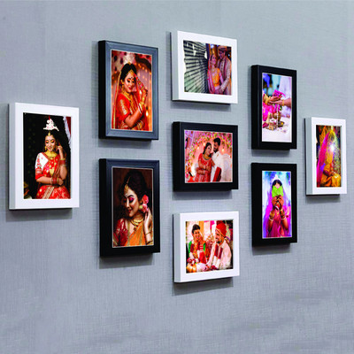 Stuthi Arts Wood Wall Photo Frame(Black, White, 9 Photo(s), 4x6, 5x7)