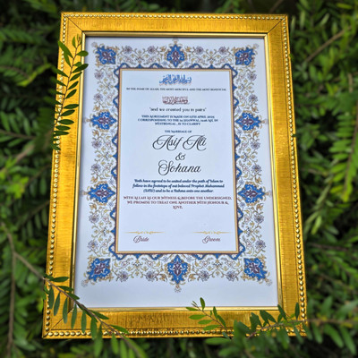 Nikah nama Wood Wall Photo Frame(Gold, 1 Photo(s), A4, 8*12 inch, Share Nikahnama, Islamic Marriage Certificate Details Within 30 Mins After Placing Order On 7002 331017)