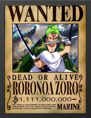 HOMYKI Acrylic Wall Photo Frame(Black, 1 Photo(s), Roronoa Zoro Anime Character From One Piece Wanted A4 Size Poster Frame, Black,1/2 Inch Moulding)