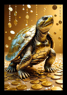 KRUM Wood Wall Photo Frame(Black, 1 Photo(s), Golden Lucky Tortoise Wall A4 Size Frame( A4 SIZE))