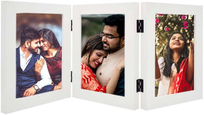 Zig Zag Glass Table Photo Frame(White, 3 Photo(s), 4x6 inch)