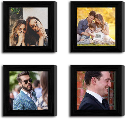 MAHITRADERS Wood Wall Photo Frame(Black, 4 Photo(s), 6*6)