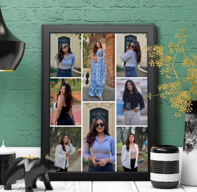HUMTUMCREATION Wood Wall Photo Frame(Black, 12 Photo(s), Premium A4 Customized Photo Frame | Add Your Photo, Name & Message | Personalized Gift for Couples, Birthday & Home Decor Send photos on Whatsaap No (9251282844) And Get Digital Reprint)