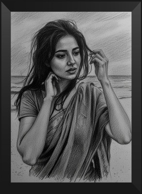 SwastikMart Plastic Wall Photo Frame(Black, 1 Photo(s), 33x24 CM, Pencil Sketch Photo Frame)