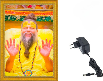BKS Craft MDF Wall Photo Frame(Gold, 1 Photo(s), Premanand Ji Maharaj LED light photo frame with plug & play feature, perfect for home temple, office, and devotional gifting Size 8x12 Inch)