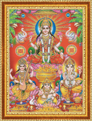 craftery LAXMI JI GANESH JI SARASWATI JI Religious Frame